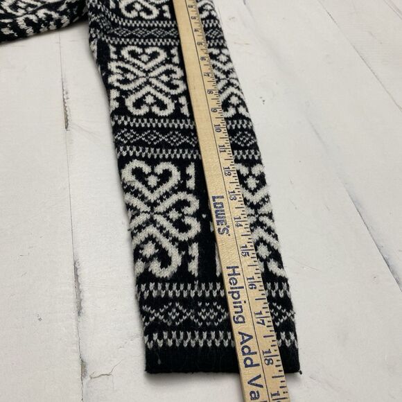 J Jill White Blackcream Nordic Celtic Hearts Wool Blend Sweater Women's Small - Picture 9 of 11